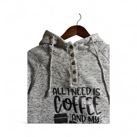 Gray Women's Coffee and Dog Graphic Hoodie Size Large - Picture 5 of 12